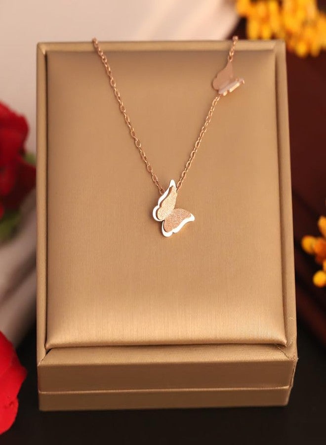 CALISTA Whispering Wings Necklace for Women | Gold-Plated Butterfly Pendant Necklace with CZ Accents | Adjustable Chain Fashion Jewellery | Daily, Party & Gifting Wear - Image 4