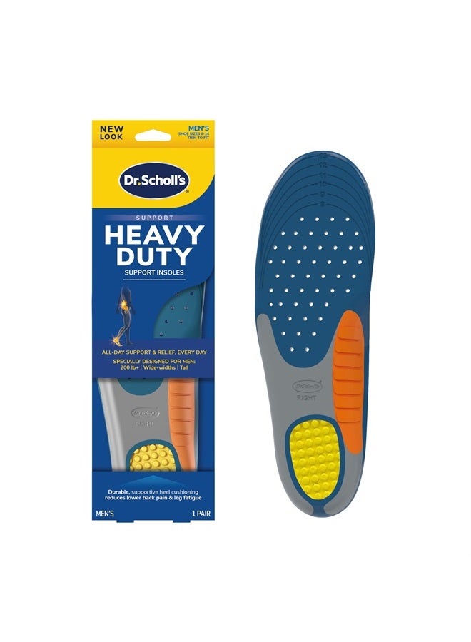 Dr. Scholl's نعل داخلي داعم قوي، مقاس كبير وطويل، 200 رطل +، أقدام عريضة، ممتص للصدمات، يدعم قوس القدم، يوزع الضغط، مناسب للأحذية والأحذية العملية، مقاس 8-14 للرجال، زوج واحد  - Image 1