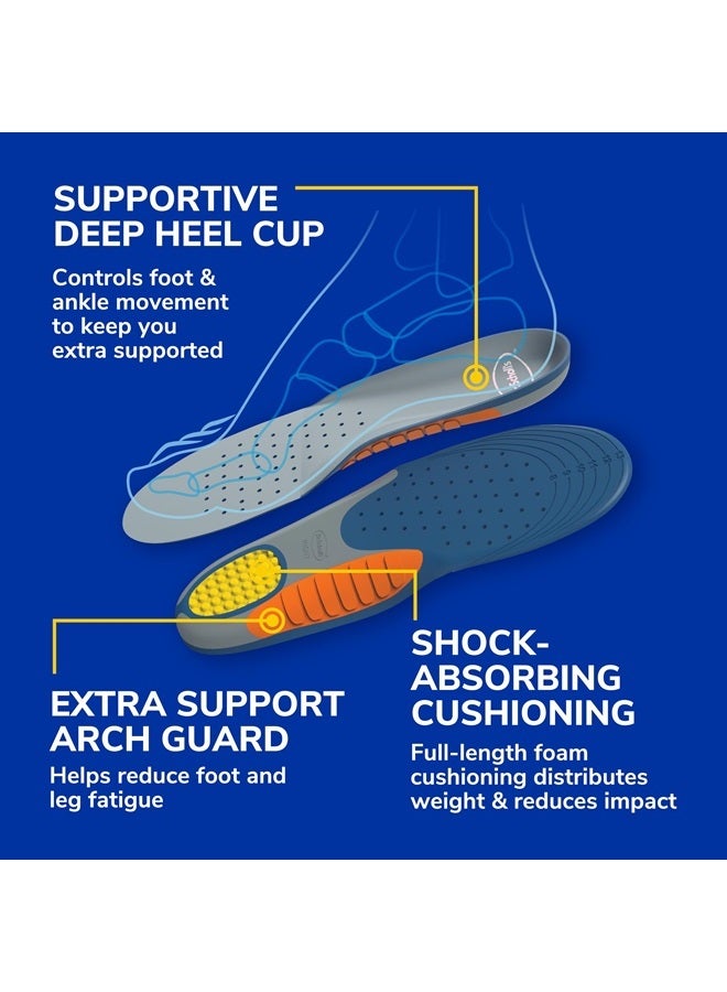 Dr. Scholl's نعل داخلي داعم قوي، مقاس كبير وطويل، 200 رطل +، أقدام عريضة، ممتص للصدمات، يدعم قوس القدم، يوزع الضغط، مناسب للأحذية والأحذية العملية، مقاس 8-14 للرجال، زوج واحد  - Image 5