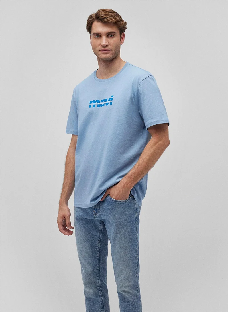 مافي Mavi Logo Printed Blue Tee