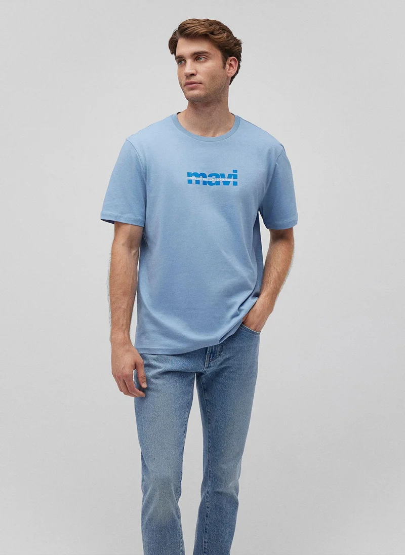 مافي Mavi Logo Printed Blue Tee