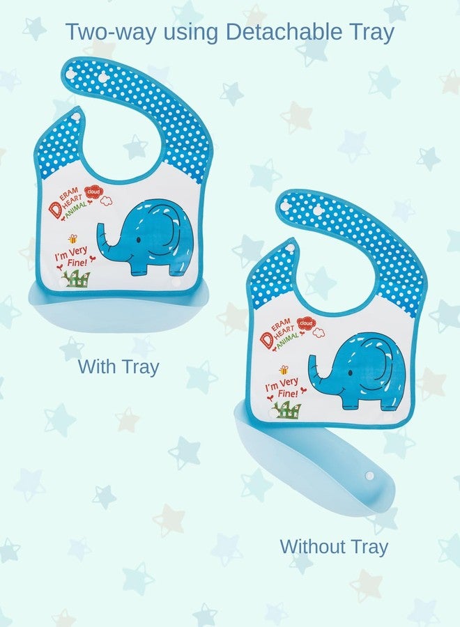 Yellow Bee Polyester Elephant and Lion Print Bib with Adjustable Closure for Boys, Blue, Yellow, 3-18 Months - Image 4