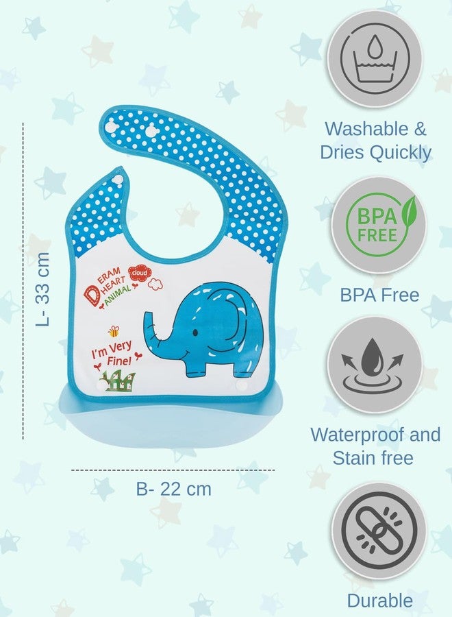 Yellow Bee Polyester Elephant and Lion Print Bib with Adjustable Closure for Boys, Blue, Yellow, 3-18 Months - Image 5