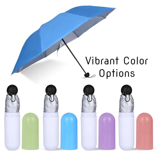 HACER Mini Umbrella with Capsule Case Foldable UV Proof Windproof Compact Pocket Lightweight Travel Umbrellas for Women Men Kids (Pack of 1, Random Color) - Image 3