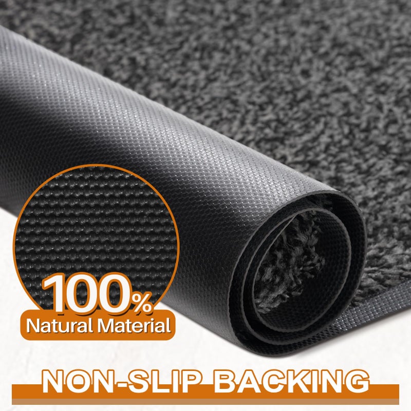 Mibao Front Door Mat, Dirt Trapper Welcome Mat for Outdoor Indoor, Non-Slip Waterproof Doormat, Durable Machine Washable Low Profile Entry Rug for Back Door Outside Patio Porch, 29.5" x 17", Grey - Image 5