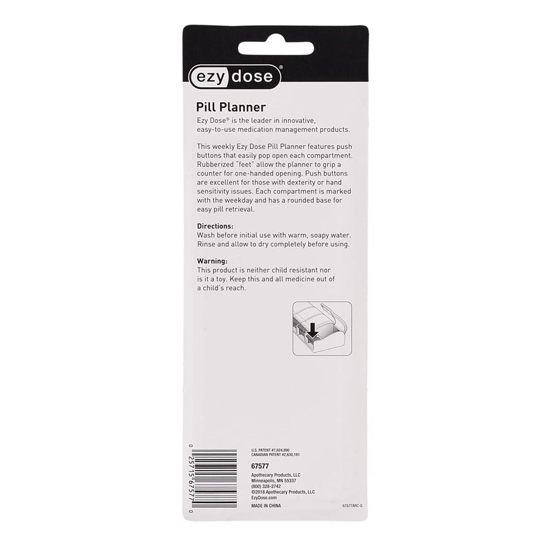 EZY DOSE Weekly (7-Day) Pill Case, Medicine Planner, Vitamin Organizer Box, Medium Push-Button Compartments, Convenient and Easy to Use, Color May Vary, BPA Free - Image 5