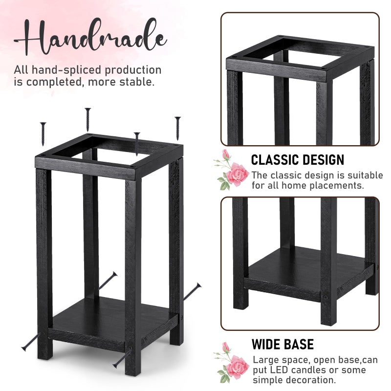 Geelin Geelin 10 Pcs Wooden Candle Lantern Wedding Lantern Centerpiece Lantern Candle Holder for Table Fireplace Lantern Decorative Farmhouse Wedding Lantern for Baby Shower(10.59 in Black)  - Image 3