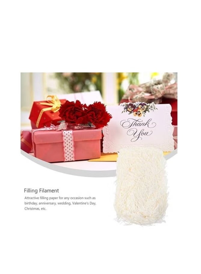 إيليلي 300 جرام من ورق الرافي الممزق، خيوط صديقة للبيئة، قصاصات ورقية مجعدة، حشو ورقي مجعد، ورق ممزق لحشو صناديق الهدايا (أبيض) - Image 5