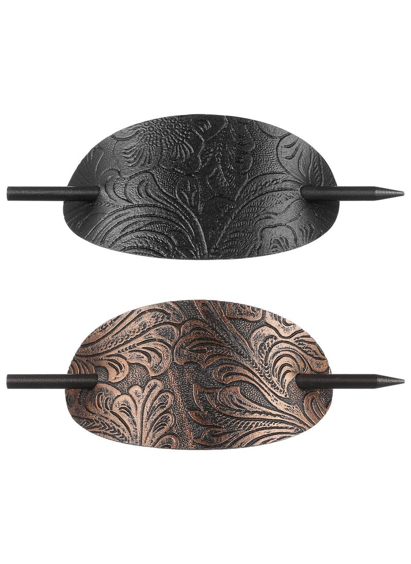 SOLUSTRE - SOLUSTRE 2pcs Hairpin Head Pieces for Woman Girl Hair Clips Bun Hair Pieces for Women Hair Stick Ponytail Holder Leather Hair Barrette with Stick Ponytail Holder Pin Simple Hair Stick Miss - Image 1