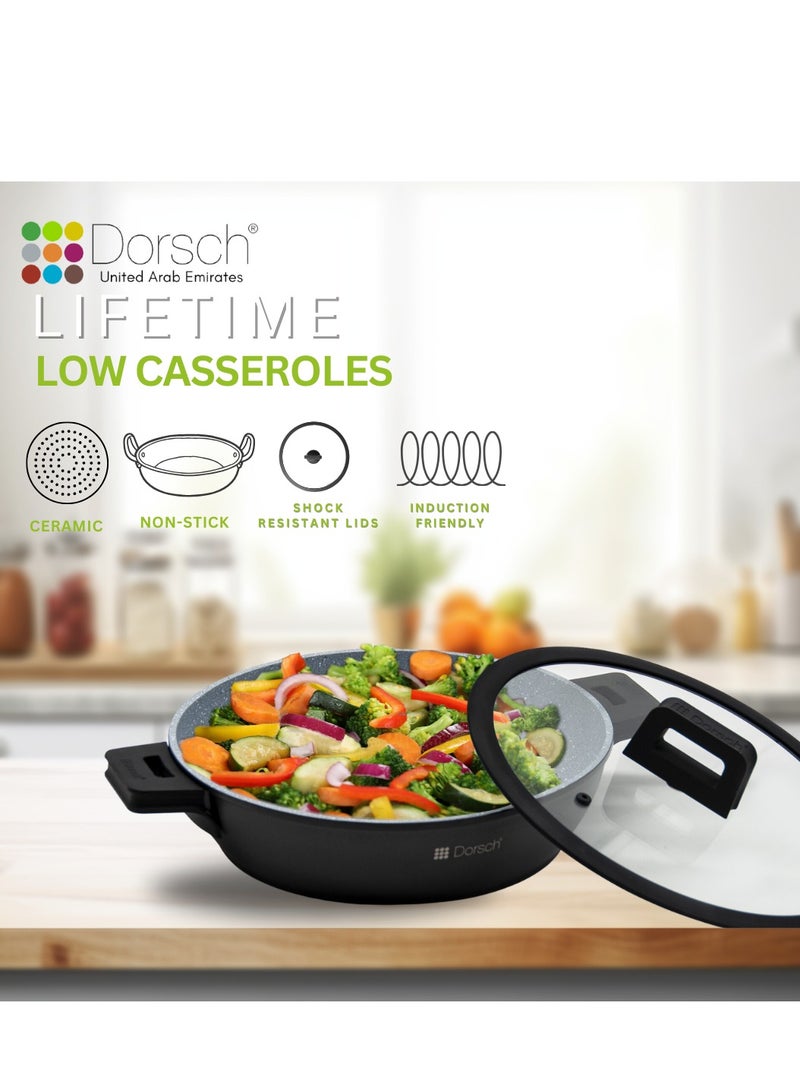 Dorsch Danish Design Low Casserole - Non-Stick Ceramic Coated Cookware | Durable & Scratch-Resistant | TUV Certified, LFGB Tested | Induction Ready, Even Heat Distribution | 28cm - Image 2