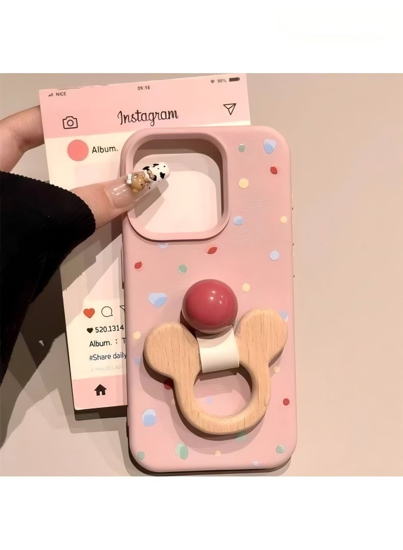 Cute Smartphone Case with Stand Function, Shockproof, Ultra Lightweight, Thin, 3D Design, Stylish, Fingerprint-Resistant, Protective Phone Cover (Pink, iPhone 16promax) - Image 1