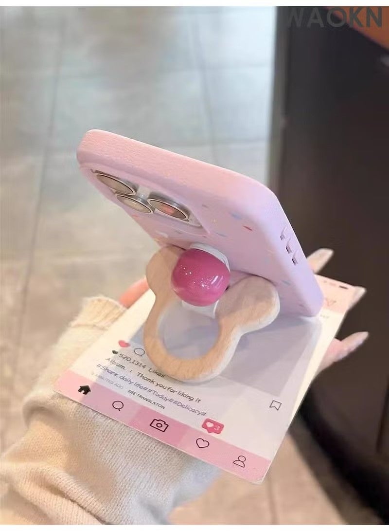 Cute Smartphone Case with Stand Function, Shockproof, Ultra Lightweight, Thin, 3D Design, Stylish, Fingerprint-Resistant, Protective Phone Cover (Pink, iPhone 16promax) - Image 4