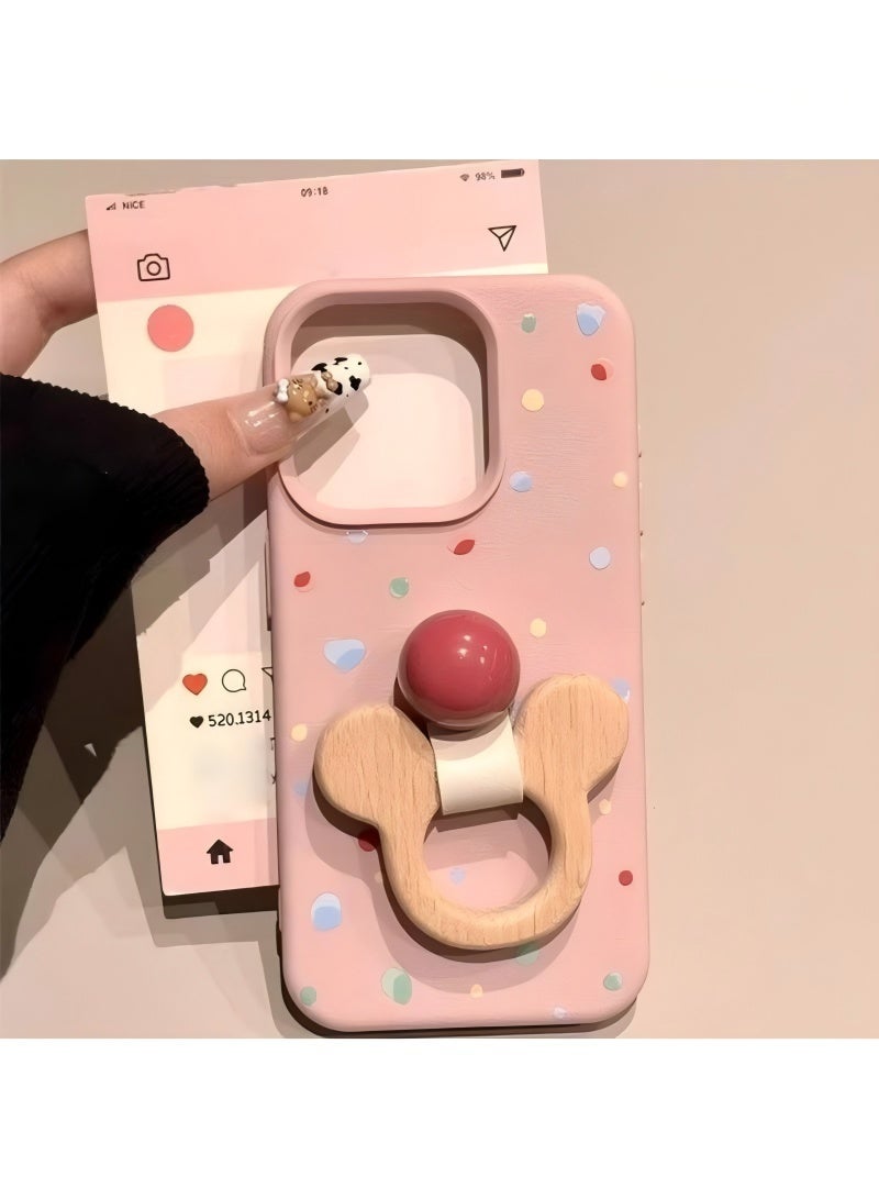 Cute Smartphone Case with Stand Function, Shockproof, Ultra Lightweight, Thin, 3D Design, Stylish, Fingerprint-Resistant, Protective Phone Cover (Pink, iPhone 16promax) - Image 3