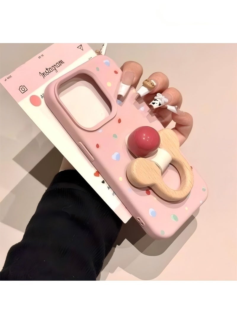 Cute Smartphone Case with Stand Function, Shockproof, Ultra Lightweight, Thin, 3D Design, Stylish, Fingerprint-Resistant, Protective Phone Cover (Pink, iPhone 16promax) - Image 2