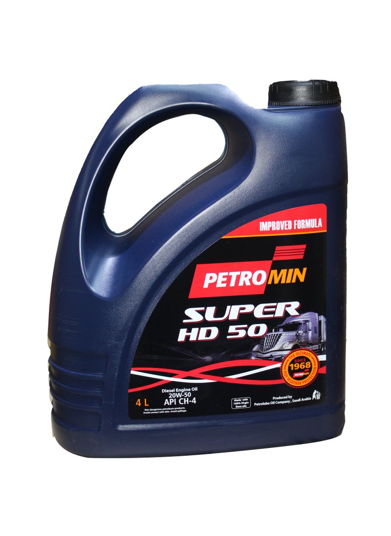 Petromin - Petromin Super 20W-50| API CH-4| Diesel Engine Oil Diesel 4L - Image 1