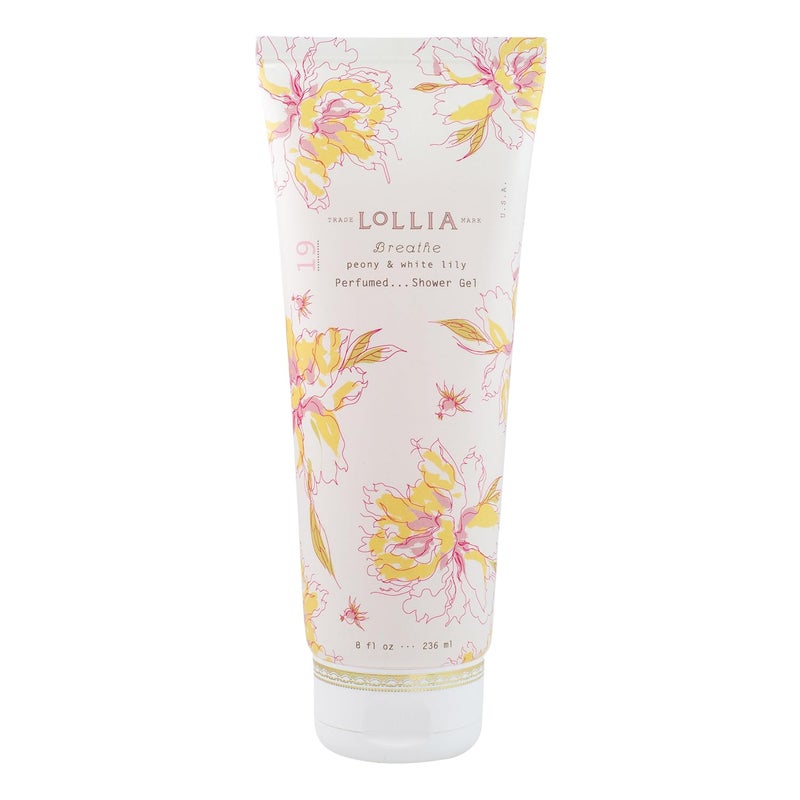 LOLLIA Breathe Shower Gel 8 fl oz Peony White Lily Scented Shower Gel Body Wash Shea Butter Body Wash Bath Wash for Women Beautiful Shower Gel Moisturizing Body Wash