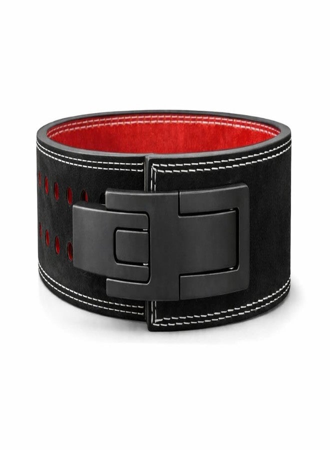 NLW Lever Weightlifting Belt, Premium Leather, Black with Red Suede Interior, Heavy-Duty Buckle, 110cm Length, 11cm Width - Image 1