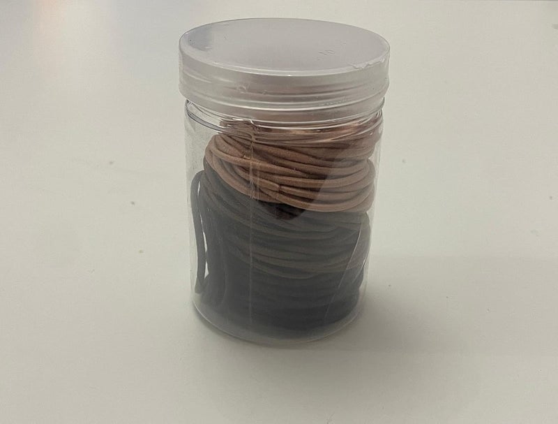 Hair Ties Set 100 Pack Black and Brown Storage Container