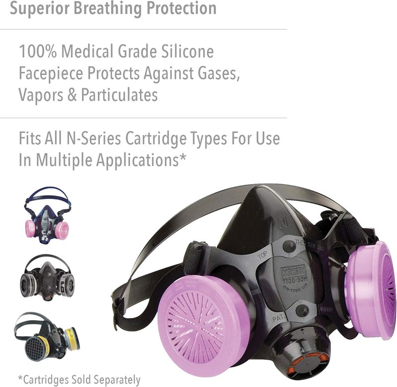 North Safety 7700 Series Silicone Half Mask Respirator - Large - Image 2