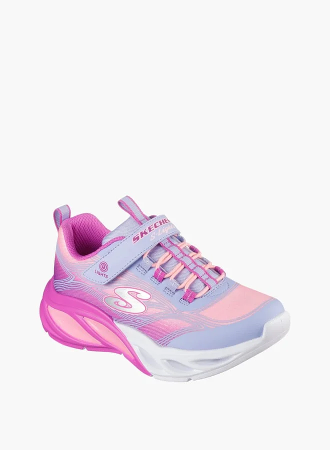 SKECHERS Girls' Printed Light-Up Sports Shoes With Hook And Loop Closure - Cosmic Glow