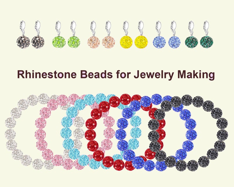 Cmidy Rhinestone Beads for Jewelry Making,10mm 100pcs Clay Disco Ball Beads for Pens Making,Sparkly Diamond Rhinestone Spacer Beads for Pens,Beadable Pen Beads Bulk for Bracelet Necklace Earring Crafting - Image 5