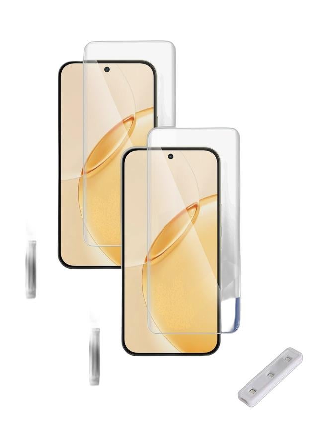 Wtech Realme 16 Pro+ / 16 Pro Plus 5G 2026 Premium Curved Edges UV Full Glue Full Cover Tempered Glass Screen Protector (MSGUCN) - Clear Bundle - Image 1