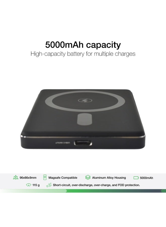 Dviced Ultrathin MagsafePower bank with 5000mAh capacity - Black - Image 2
