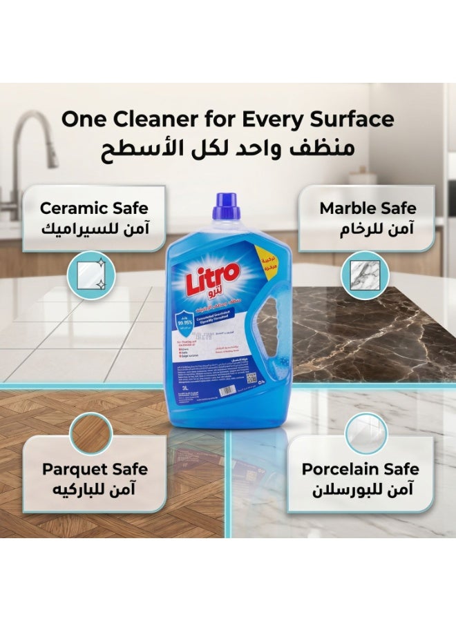 Litro Floor Cleaner Liquid & Disinfectant 4×3L – Breeze of Emotions Fragrance – Bulk Floor Cleaning Liquid, Powerful Floor Disinfectant Kills 99.9% Germs, Home & Commercial Use - Image 4