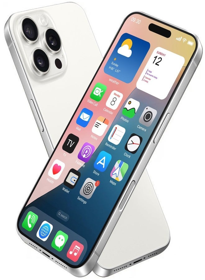 Faawxlo Dummy Fake Phone Model, Looks Like The Real Phone Compatible with Phone 16 PM, for Cell Phone Store Display or Send a Toy Phone for Kids (16ProMax,White Titanium,The Screen is Printed with Patterns) - Image 1