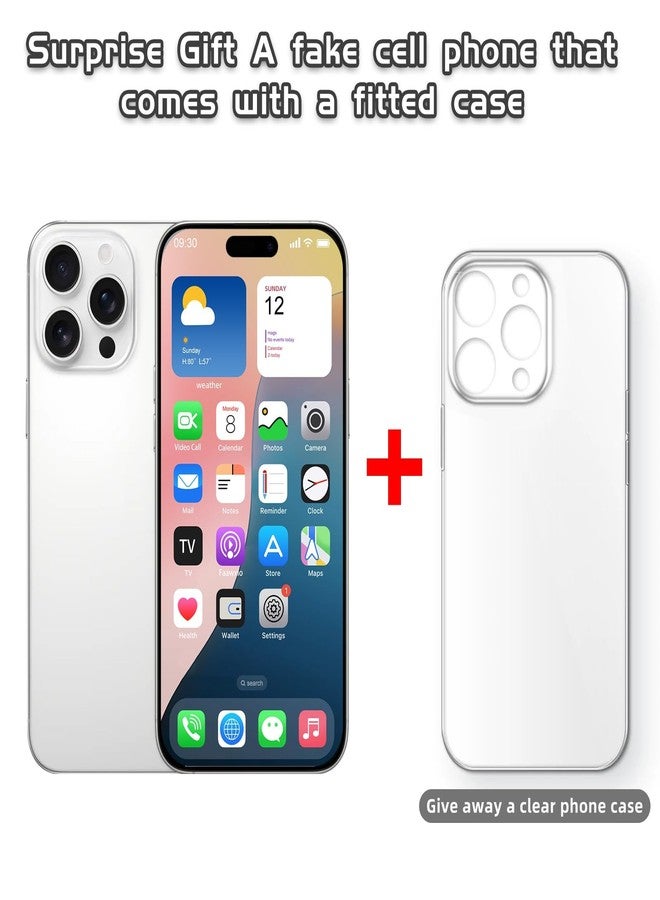 Faawxlo Dummy Fake Phone Model, Looks Like The Real Phone Compatible with Phone 16 PM, for Cell Phone Store Display or Send a Toy Phone for Kids (16ProMax,White Titanium,The Screen is Printed with Patterns) - Image 4