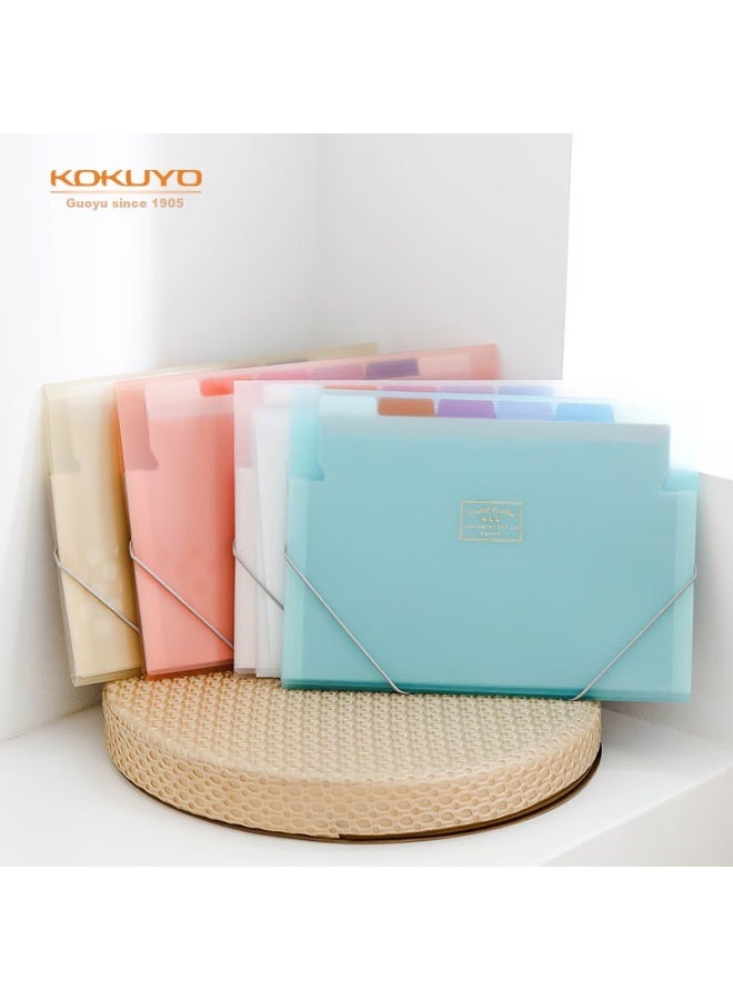 كوكويو Kokuyo A4 ملف الأكورديون، طراز Light Color Cookie، ملف المستندات الرفيع للطلاب بشريط مطاطي، 6 طبقات 7 جيوب، أزرق 1 قطعة، Wsg-dfc70b - Image 2