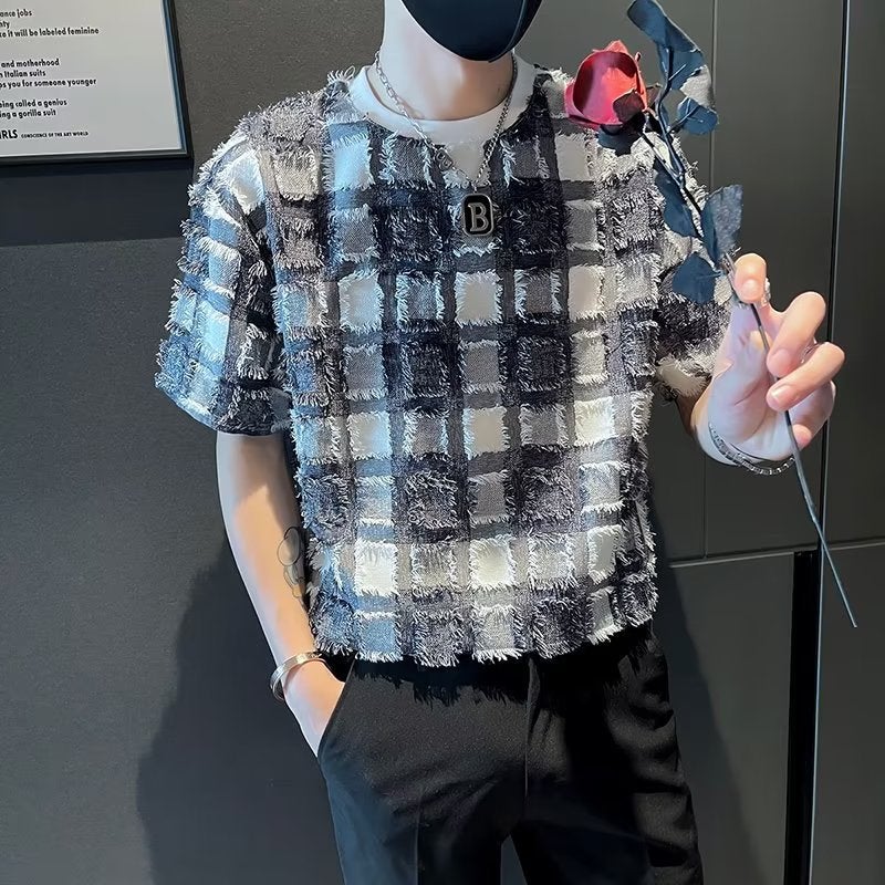 Men'S Short-Sleeved T-Shirt Summer Trendy Brand Ins Super Internet Style Design Sense Advanced Sense Hair Stylist Men'S Wear - Image 1