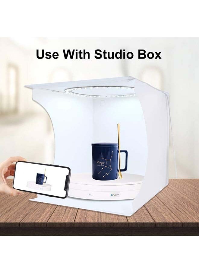 PULUZ - PULUZ 360 Degree Photography Turntable Rotating Display Stand, 11.2in(28cm) Diameter 360 Degree Turntable Display Stand for Photography Video Shooting Props Jewelry, Max Load 44Lb (White) - Image 1