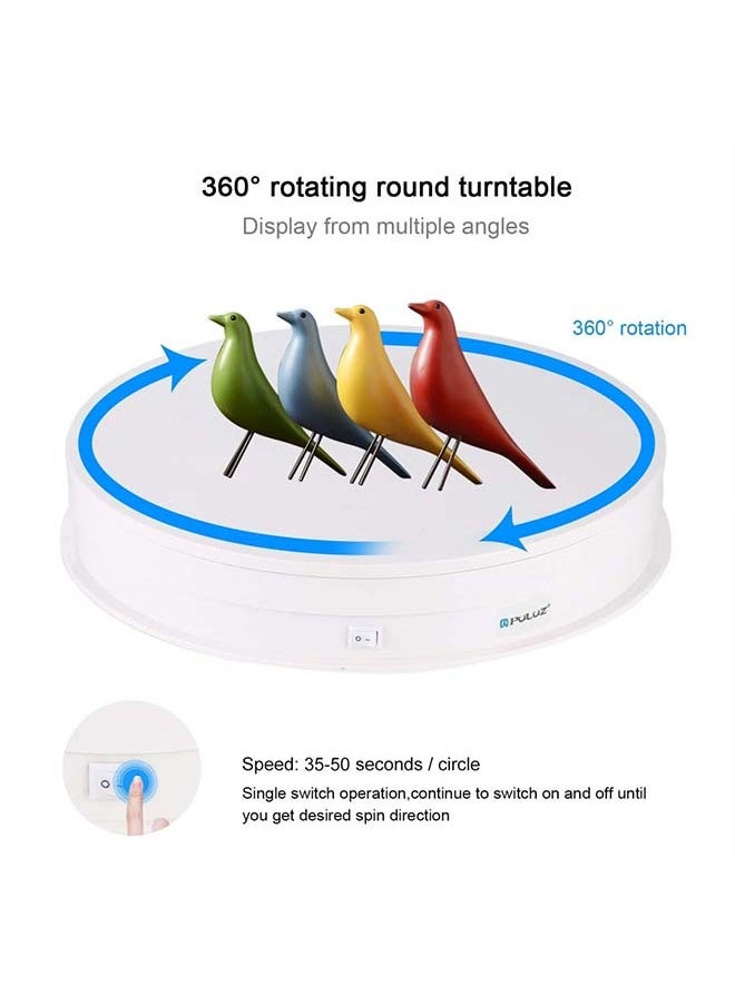 PULUZ - PULUZ 360 Degree Photography Turntable Rotating Display Stand, 11.2in(28cm) Diameter 360 Degree Turntable Display Stand for Photography Video Shooting Props Jewelry, Max Load 44Lb (White) - Image 1