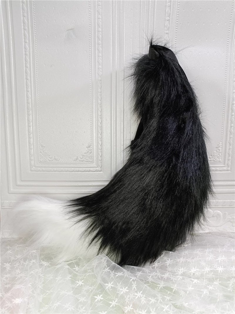 Furry Fox Tail Cosplay Adjustable Costume Accessory Large black tail