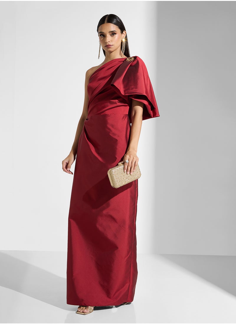 Namshi x - One Shoulder Dress With Exaggerated Bow - Image 1