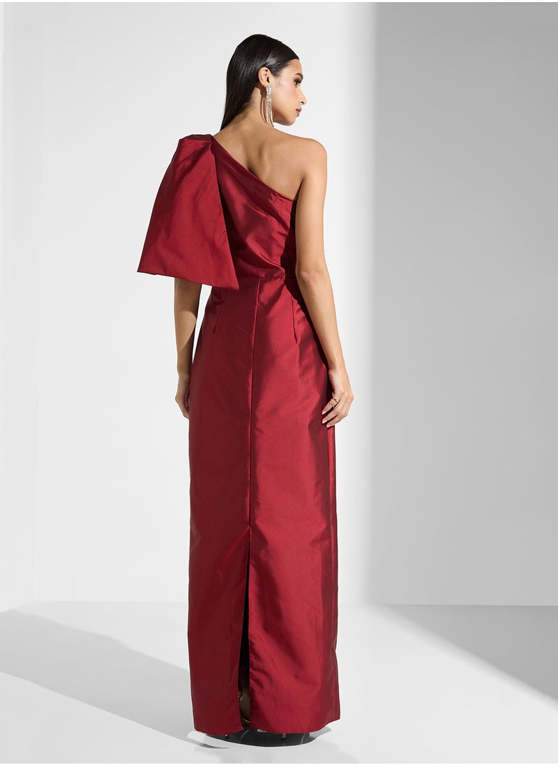 Namshi x - One Shoulder Dress With Exaggerated Bow - Image 1