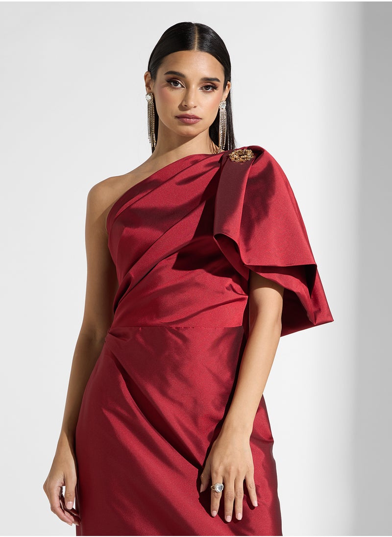 Namshi x - One Shoulder Dress With Exaggerated Bow - Image 1