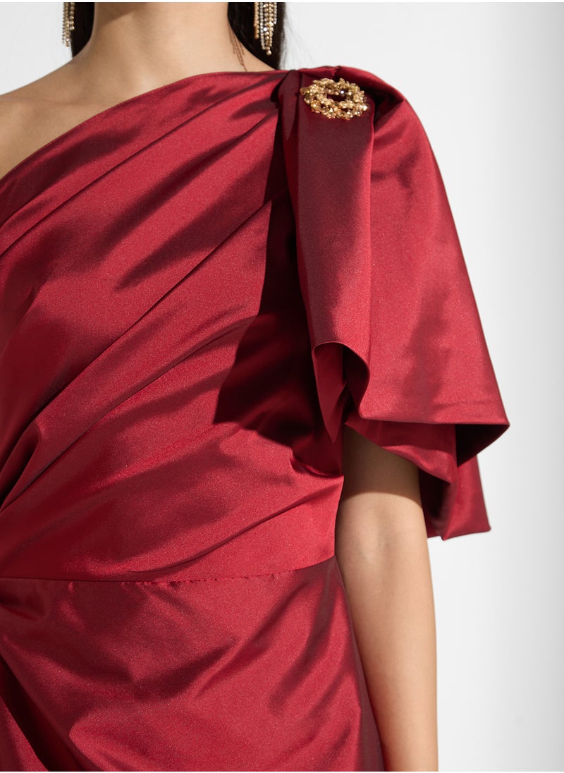 Namshi x - One Shoulder Dress With Exaggerated Bow - Image 1