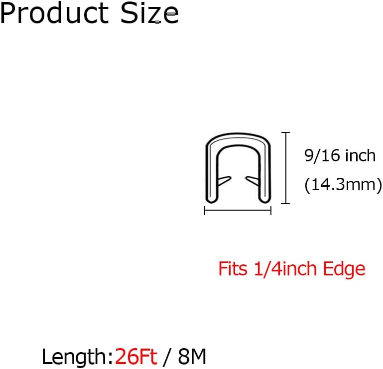 Tintvent Rubber Edge Trim Black 26Feet - Flexible U Shape Seal Strip for Sharp/Rough Surfaces - Image 2
