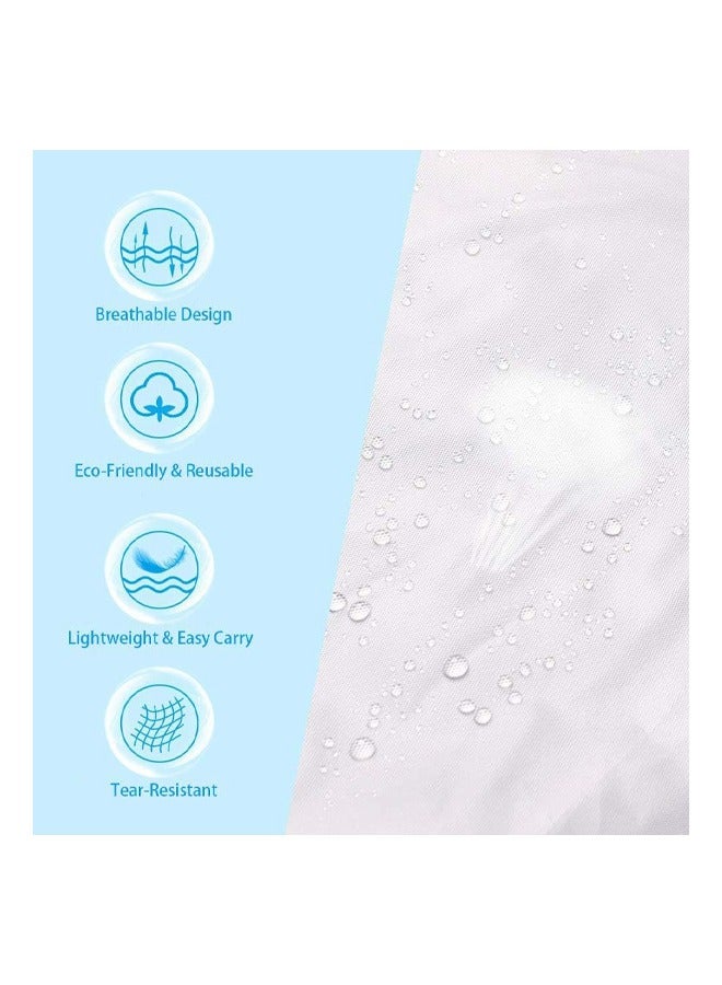 معطف مطر قابل لإعادة الاستخدام من مادة إي في إيه (EVA) مع غطاء رأس برباط، مناسب للبالغين والنساء والرجال، للتخييم والمشي لمسافات طويلة والسفر (أبيض) - Image 4