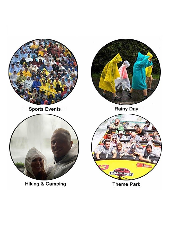 معطف مطر قابل لإعادة الاستخدام من مادة إي في إيه (EVA) مع غطاء رأس برباط، مناسب للبالغين والنساء والرجال، للتخييم والمشي لمسافات طويلة والسفر (أبيض) - Image 5