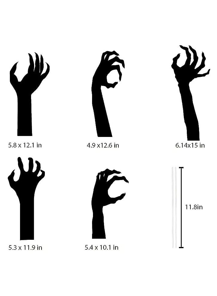 Brain Giggles 5 Pcs Black Hands Yard Sign with Stakes - Image 2