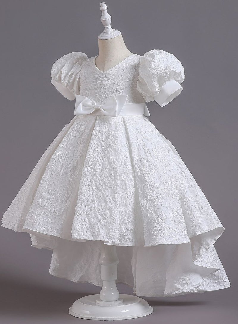 السيدات القوس التعادل مساء اللباس عالية الخصر الطرف تنورة فقاعة الأكمام الأميرة اللباس البيانو عرض - Image 2