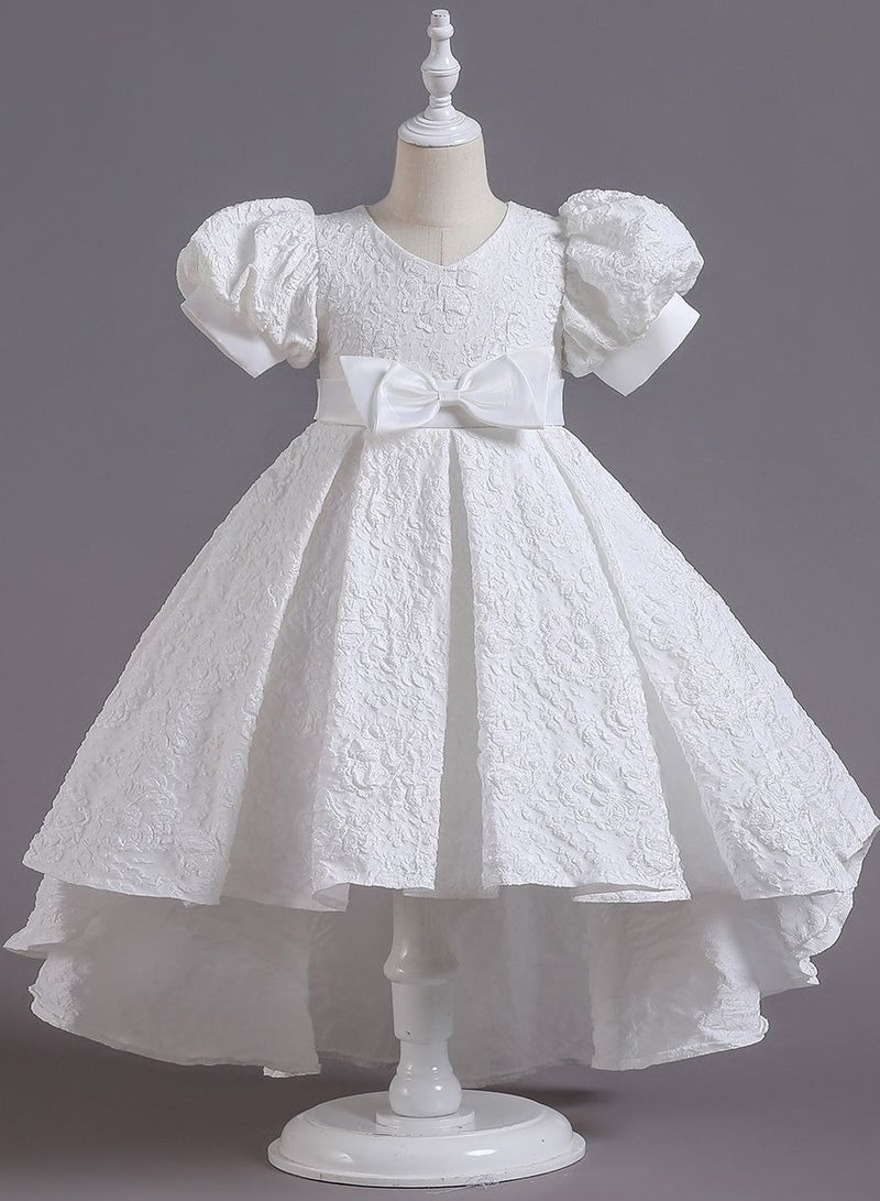 السيدات القوس التعادل مساء اللباس عالية الخصر الطرف تنورة فقاعة الأكمام الأميرة اللباس البيانو عرض - Image 1