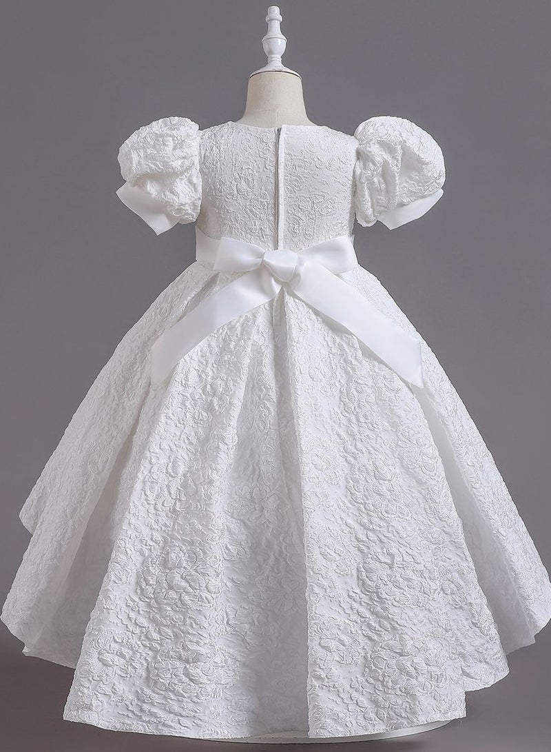 السيدات القوس التعادل مساء اللباس عالية الخصر الطرف تنورة فقاعة الأكمام الأميرة اللباس البيانو عرض - Image 3