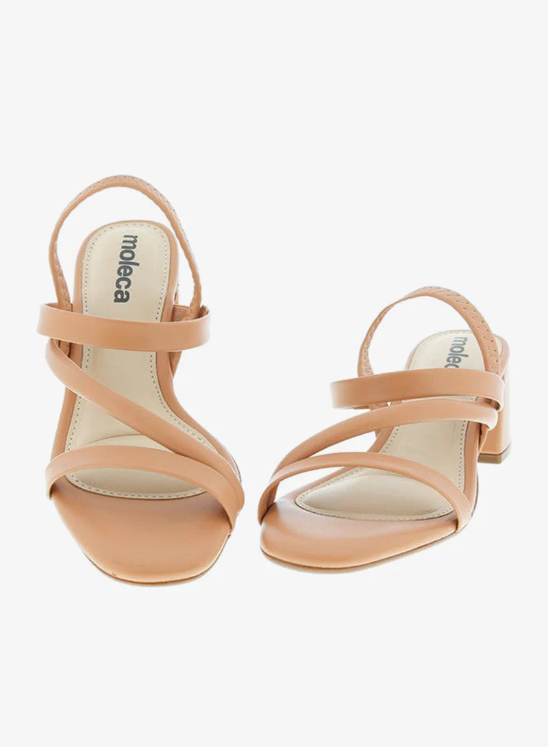 Moleca Nude Mid Heels Sandals for Women – Sling Back Heel Sandals for Girls with Ankle Strap for Women | Best Price UAE