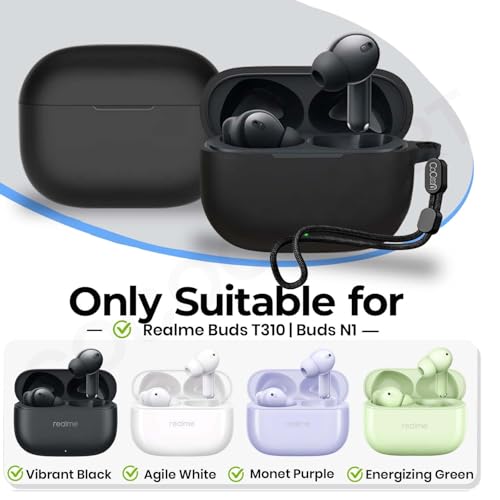 Cocoonkart Silicone Case Cover for Realme Buds T310 | Buds N1- Black - Image 2