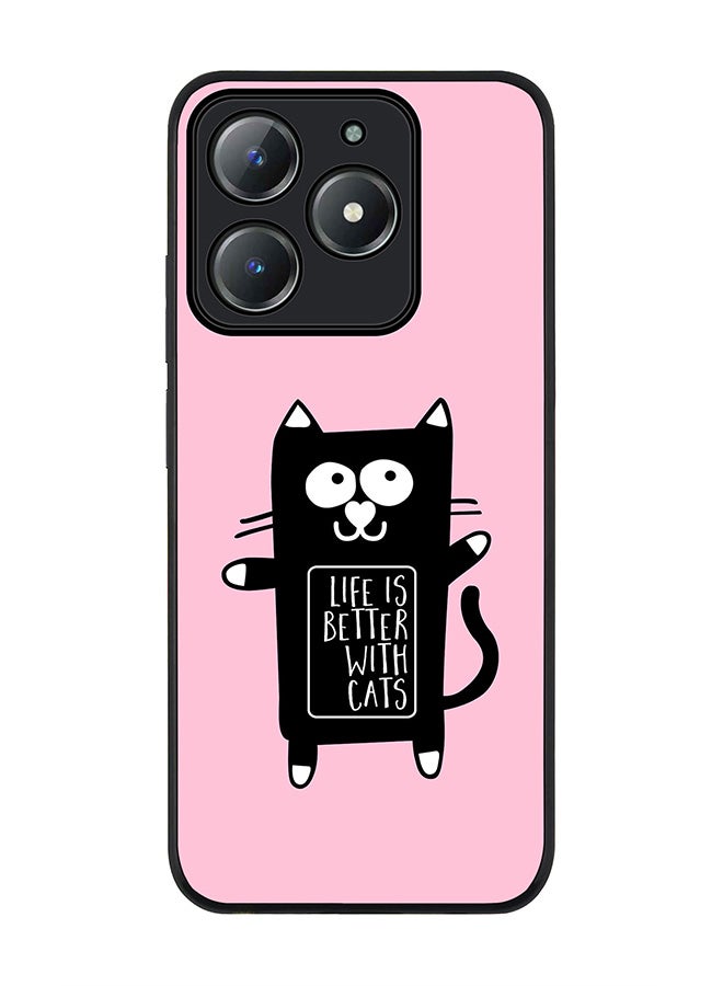 Stylizedd For Realme C63 / Realme C61 4G Case,Slim fit Camera Protection, Shockproof Thin Phone cover  - Life is better with cats - Image 1