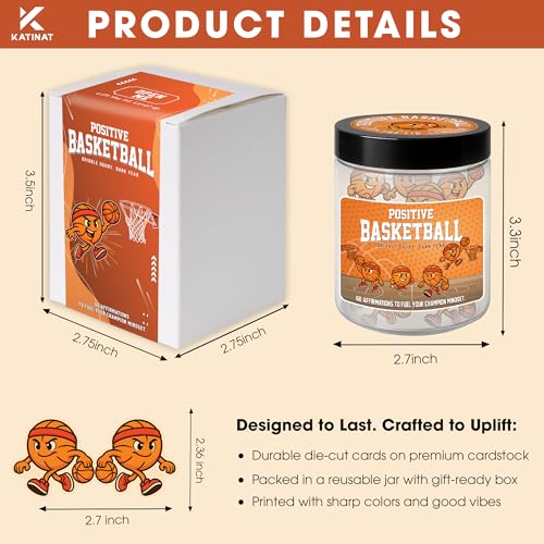 KATINAT Positive Basketball Jar, Basketball Gifts for Boys and Teen Boys, Christmas Gift for Kids, Teen Boys Stocking Stuffers, Basketball Accessories, Inspirational Sports Gift - Image 2